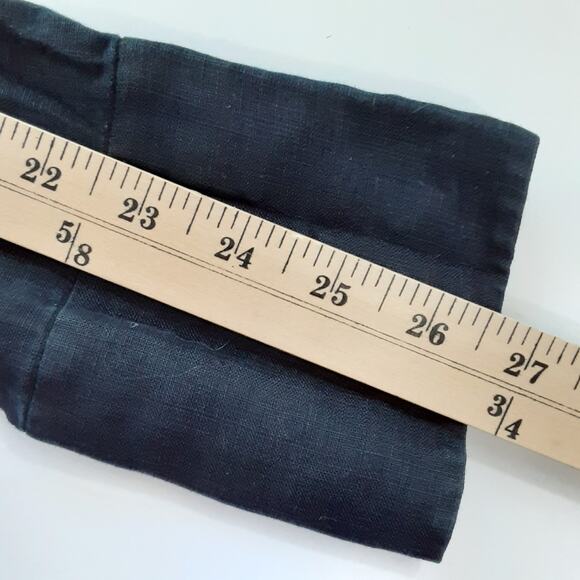 Vintage 90s 100% Linen Button Down Shirt Dark Navy Collared Roll Tab 14 Resort - Picture 7 of 7